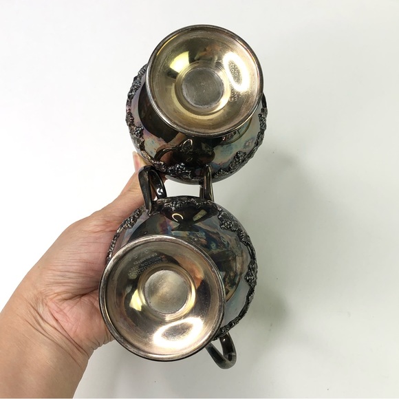 VTG Rogers Hamilton Creamer & Sugar Bowl EP on Copper 1962 Grapes Fruit Design - Picture 6 of 9